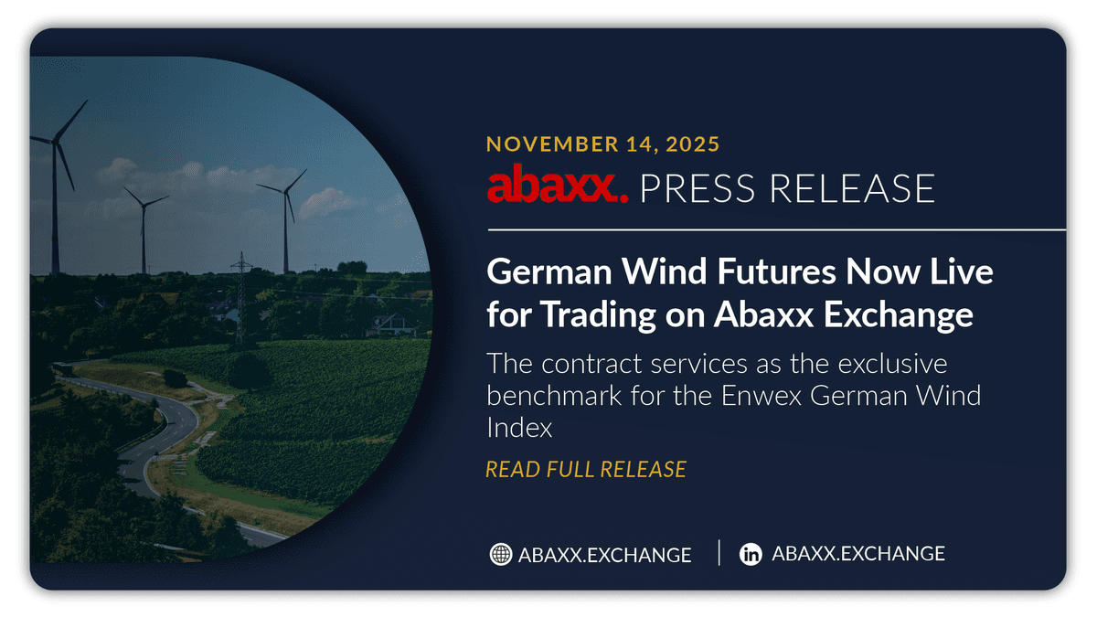 Enwex German Wind Futures Now Live for Trading on Abaxx Exchange