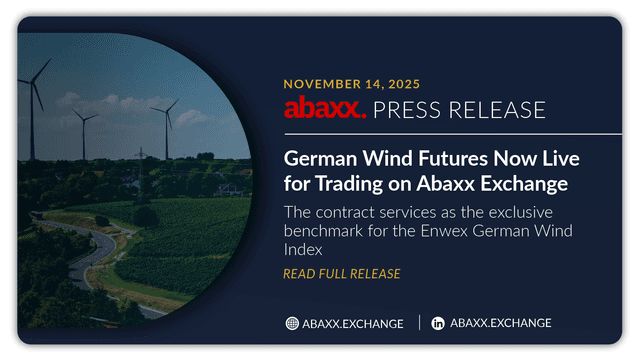 Enwex German Wind Futures Now Live for Trading on Abaxx Exchange