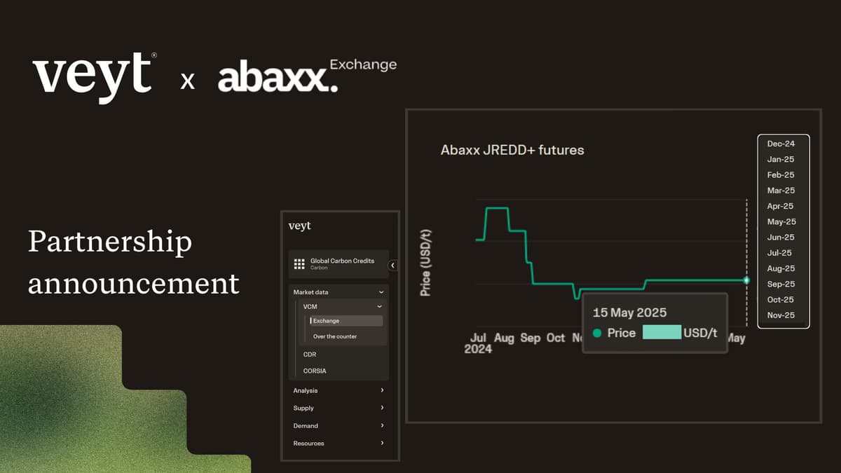 Veyt and Abaxx Partner to Deliver Exchange-Based Benchmarks for Carbon Credit Markets
