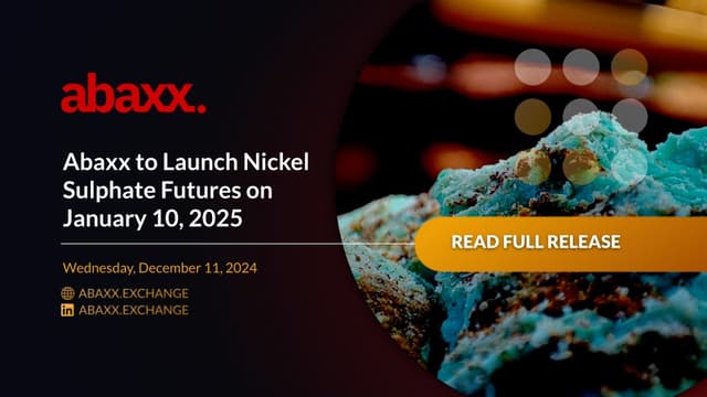 Abaxx to Launch Nickel Sulphate Futures on January 10, 2025